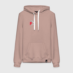 Толстовка-худи хлопковая женская Рука скелета с сердцем справа - для пары, цвет: пыльно-розовый