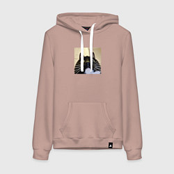 Толстовка-худи хлопковая женская Видеосвязь с котом мем звонит, цвет: пыльно-розовый