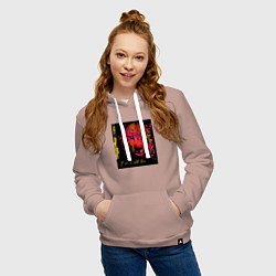 Толстовка-худи хлопковая женская Леопард-разноцветная абстракция, цвет: пыльно-розовый — фото 2