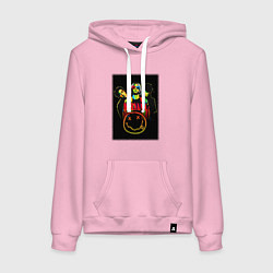Толстовка-худи хлопковая женская Нирвана рок группа, цвет: светло-розовый