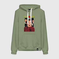 Толстовка-худи хлопковая женская Один дома, цвет: авокадо