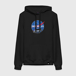 Толстовка-худи хлопковая женская Space delorean, цвет: черный