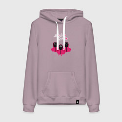 Толстовка-худи хлопковая женская Squid game soldiers, цвет: сиреневый