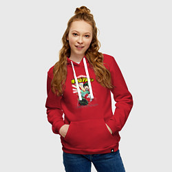 Толстовка-худи хлопковая женская Моя геройская академия Деку, цвет: красный — фото 2