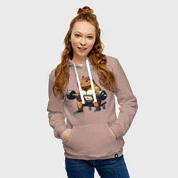 Толстовка-худи хлопковая женская Капибара жим, цвет: пыльно-розовый — фото 2