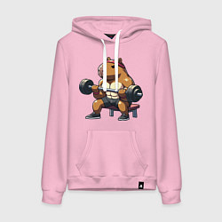 Толстовка-худи хлопковая женская Капибара жим, цвет: светло-розовый