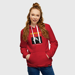 Толстовка-худи хлопковая женская Юра Борисов, цвет: красный — фото 2