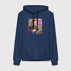 Толстовка-худи хлопковая женская Homer Simpson - punks not dead, цвет: тёмно-синий