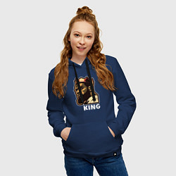Толстовка-худи хлопковая женская Король Леброн Джеймс, цвет: тёмно-синий — фото 2