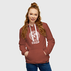 Толстовка-худи хлопковая женская Герб СССР - Союз Советских Социалистических Респуб, цвет: кирпичный — фото 2
