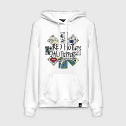Толстовка-худи хлопковая женская RHCP - logo with songs, цвет: белый