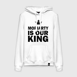 Толстовка-худи хлопковая женская Moriarty is our king, цвет: белый