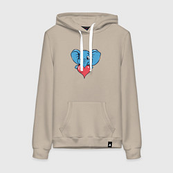 Толстовка-худи хлопковая женская Слон и сердце, цвет: миндальный