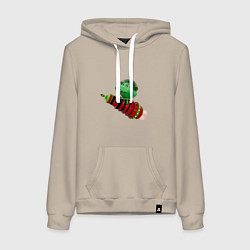 Женская толстовка-худи Зеленый монстр на красной ракете