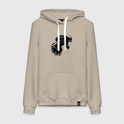 Толстовка-худи хлопковая женская Мощный ксеноморф, цвет: миндальный