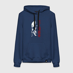 Толстовка-худи хлопковая женская Череп в тени с цветами, цвет: тёмно-синий