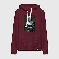 Толстовка-худи хлопковая женская Античная статуя с планшетом, цвет: меланж-бордовый