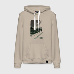 Толстовка-худи хлопковая женская Гоночный спорткар, цвет: миндальный