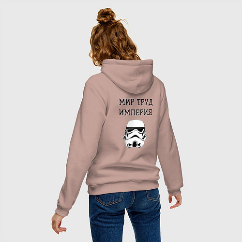 Женская толстовка-худи Труд мир империя / Пыльно-розовый – фото 4