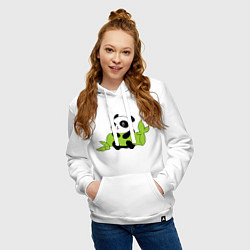 Толстовка-худи хлопковая женская Панда с веткой, цвет: белый — фото 2