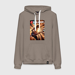 Толстовка-худи хлопковая женская Mick Jagger - lead singer of The Rolling Stones, цвет: утренний латте