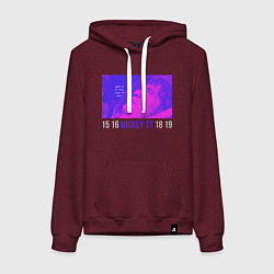 Толстовка-худи хлопковая женская Клон - Микки 17, цвет: меланж-бордовый
