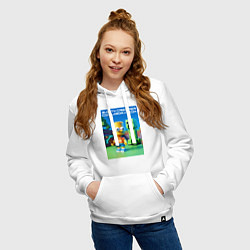 Толстовка-худи хлопковая женская Bart and Creeper - collaboration ai art, цвет: белый — фото 2