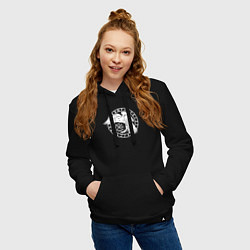 Толстовка-худи хлопковая женская Северный ворон в круге рун, цвет: черный — фото 2