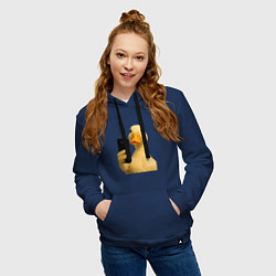 Толстовка-худи хлопковая женская Утка делает селфи, цвет: тёмно-синий — фото 2