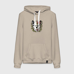 Толстовка-худи хлопковая женская Череп человека кота, цвет: миндальный