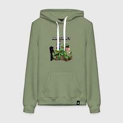 Толстовка-худи хлопковая женская Майнкрафт мобы, цвет: авокадо