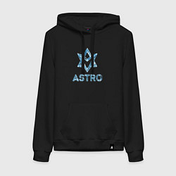 Толстовка-худи хлопковая женская Astro логотип из стекла, цвет: черный
