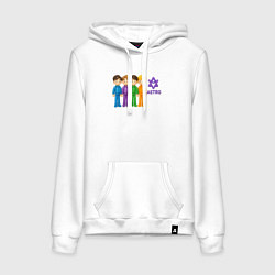 Толстовка-худи хлопковая женская Astro надувные человечки, цвет: белый
