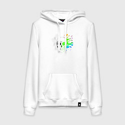 Толстовка-худи хлопковая женская Не стань серой массой - череп, цвет: белый