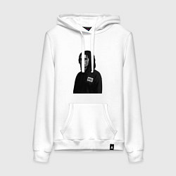 Толстовка-худи хлопковая женская Bones в капюшоне с наушниками, цвет: белый