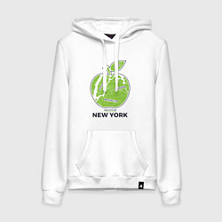 Толстовка-худи хлопковая женская Сity of New York, цвет: белый