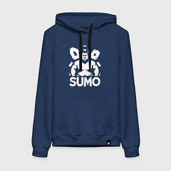 Толстовка-худи хлопковая женская Сила и традиции сумоист, цвет: тёмно-синий