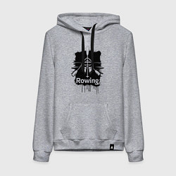 Толстовка-худи хлопковая женская Гребной спорт весло и лодка, цвет: меланж