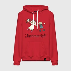 Толстовка-худи хлопковая женская Just Married, цвет: красный