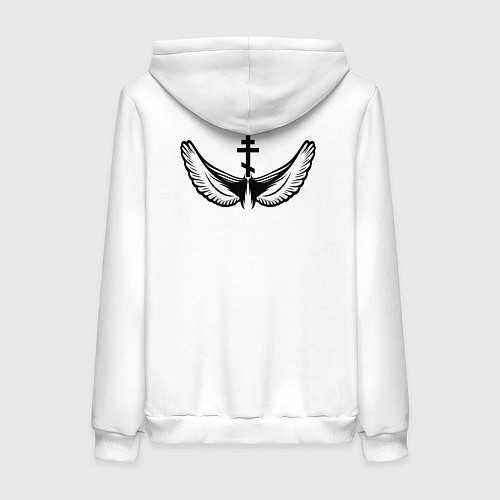 Женская толстовка-худи Если ангел твой за твоим плечом черный орнамент / Белый – фото 2