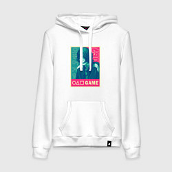 Толстовка-худи хлопковая женская Squid game 067, цвет: белый