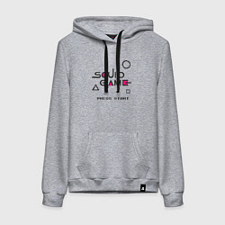 Толстовка-худи хлопковая женская Squid game press start, цвет: меланж