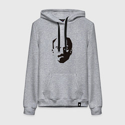 Толстовка-худи хлопковая женская Владимир Ленин абстрактный портрет, цвет: меланж