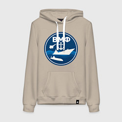 Женская толстовка-худи ВМФ - самолет, корабль, подводная лодка и якорь