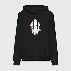 Толстовка-худи хлопковая женская Символ кальмар, цвет: черный