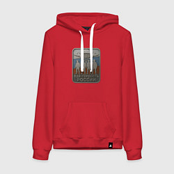 Толстовка-худи хлопковая женская ВДВ - гордость России, цвет: красный
