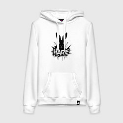 Толстовка-худи хлопковая женская Черное граффити заяц, цвет: белый