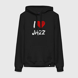 Толстовка-худи хлопковая женская Love jazz, цвет: черный