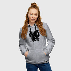 Толстовка-худи хлопковая женская Крот с ножом, цвет: меланж — фото 2