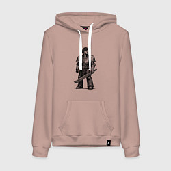 Толстовка-худи хлопковая женская Спартанец с цепным клинком, цвет: пыльно-розовый